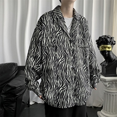 斑马纹衬衫ins秋季潮流日系长袖衬衣宽松港风痞帅外套W1224-P35，男装夹克，星座512-2