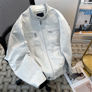 复古哈灵顿水洗帆布夹克男女春秋新款cleanf美式立领工装休闲外套图片