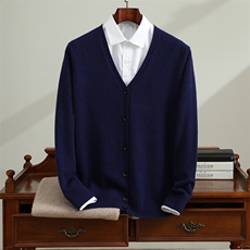 高品质男士羊绒开衫经典V领设计舒适保暖商务休闲，男装羊绒开衫，恒标羊绒