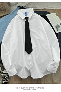 送领带 港风小清新长袖衬衫男女DK学院风秋季中性衬衣 C781/图片
