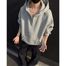 美式连帽卫衣2025年春季新款半拉链老钱高街上衣外套男111-P58，男装卫衣，电商C213(原B265)
