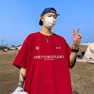 抖音得物二开 现货 220克夏装重磅美式高街宽松短袖t恤 MT197图片