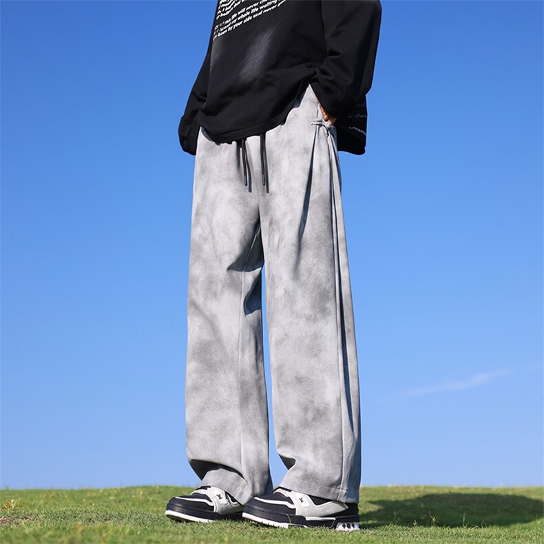 港风秋季新款宽松大码雪尼尔脏脏布直筒休闲裤男MYK24-9856-P42,男装休闲裤,星座717