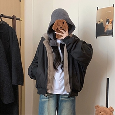 两面穿现货重磅短款座山雕棉衣男女双面穿毛毛绒棉服加厚外套，男装棉衣，电商A486-1
