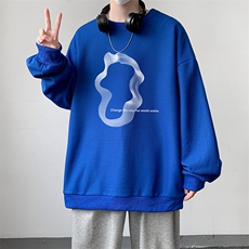 5XL华夫格卫衣男大码胖子圆领长袖t恤HW76390-P30加绒款-P40，男装卫衣，电商A040