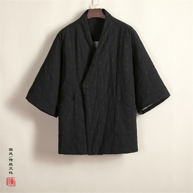 冬装新款风男装棉麻提花男士改良汉服棉衣外套HM03P145，男装棉衣，钱塘802
