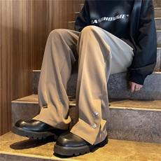休闲西裤男韩版潮流垂感裤脚开衩帅2023秋季新款ins长裤K4471-P39，男装西裤，星座412-2