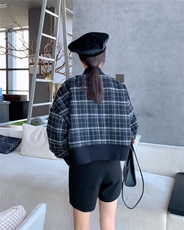 美巾涵5121呢料格子短款外套，其它，美巾涵