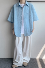 8XL-M泡泡纱盐缩肌理短袖衬衫男夏季冰丝外套防晒衬衣DC28011P36，男装衬衫，电商B312