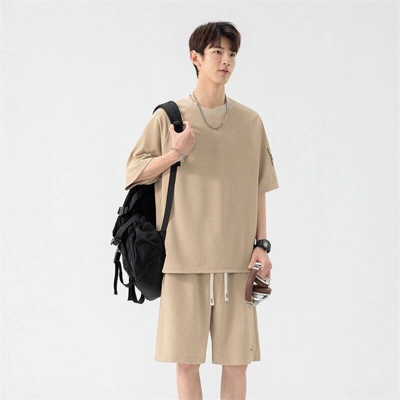 TZ25308-特P55夏季休闲T恤短裤男两件套,男装牛仔裤,电商D310B
