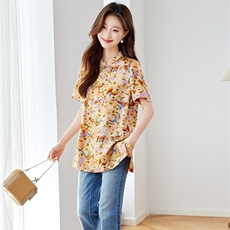 新中式人丝印花国风衬衫女薄2025夏季新款气质衬衫T恤休闲一整套，女装衬衫，新依时派