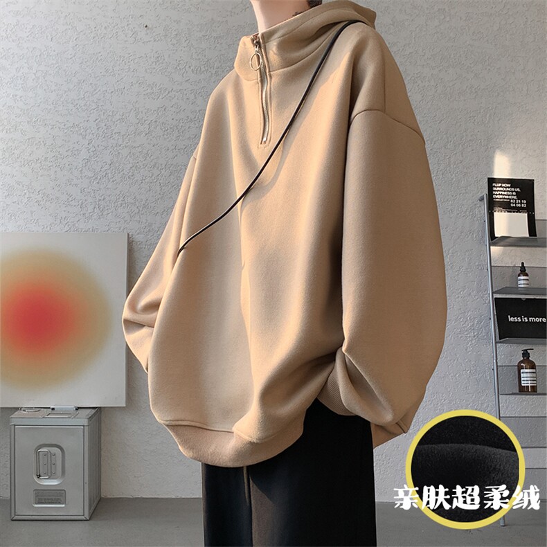 WY6602-特批45加绒特批55华棉复合牛奶丝大口袋大码连帽卫衣,男装卫衣,电商A059