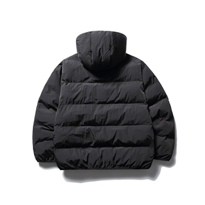 南夏乔装2025冬款纯色基础款印花LOGO连帽棉服日系保暖棉袄男棉衣图片
