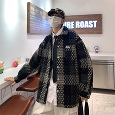 小香风外套男春秋新款潮牌千鸟格夹克高级感痞帅外套W4891-P64，男装夹克，星座512-2