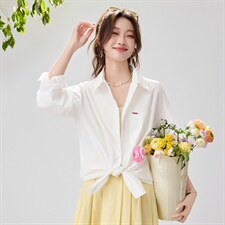 2026春夏新款蓝衬衫女宽松显瘦元气少女感衬衣韩版松弛感慵懒风，女装衬衫，艾米