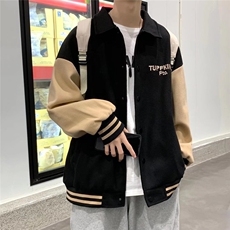 撞色拼接外套男春季韩版潮流美式翻领工装夹克情侣棒球服W039-p55，男装夹克，星座1008