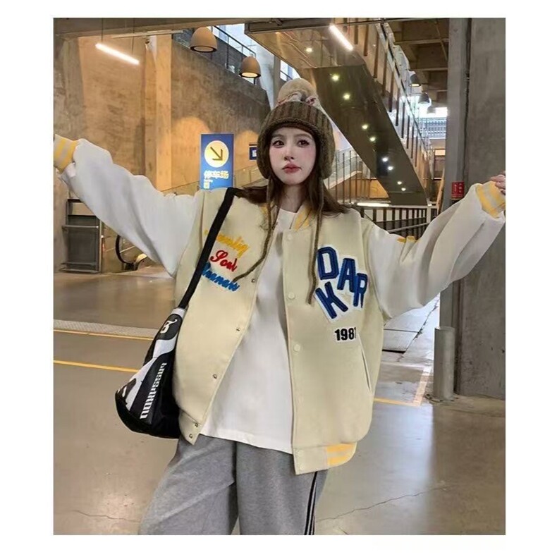 刺绣字母棒球服外套男女春秋款潮宽松设计感情侣夹克上衣JK8013,男装夹克,星座516A