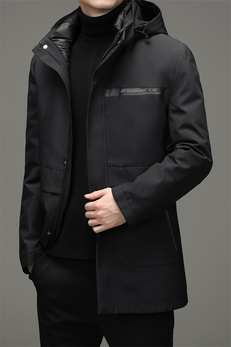 90白鸭绒中年男士休闲可脱卸帽羽绒服保暖羽绒开衫男HB1801-P310，男装羽绒服，电商B212（原钱塘6029）