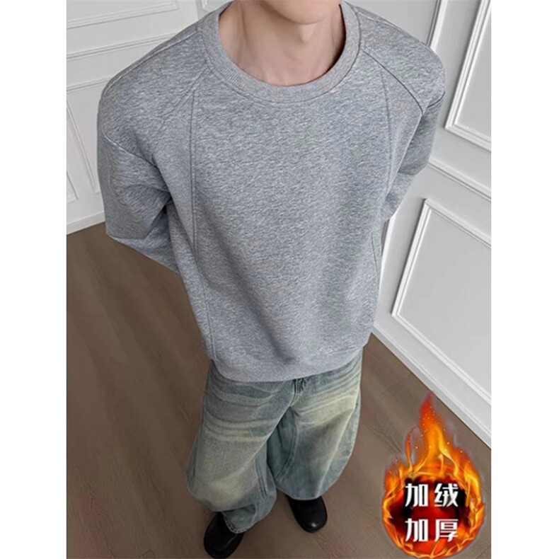 解构拼接圆领卫衣男秋季美式重磅正肩打底衫复古长袖T恤WRT48，男装T恤，星座1116A（原606A-3）