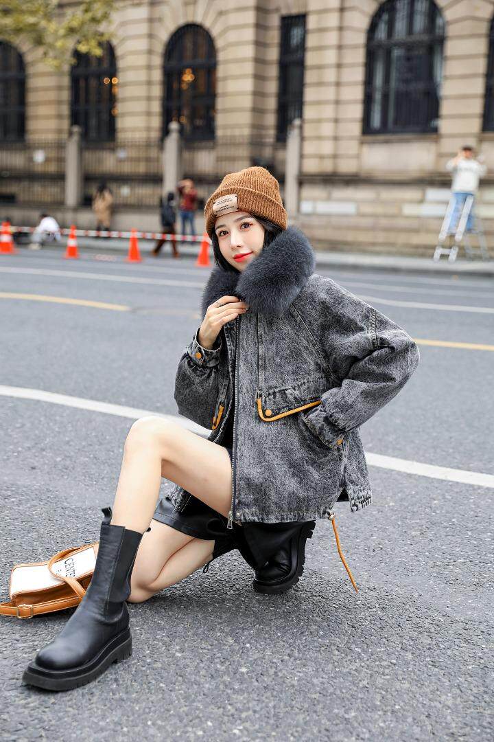 狐狸毛领牛仔外套！MLXL！现货！！，其它，欧雅斯丹·尔