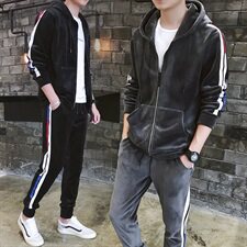 冬季加绒加厚金丝绒两件套运动服套装休闲卫衣套装男装DS297T，男装卫衣，电商A102