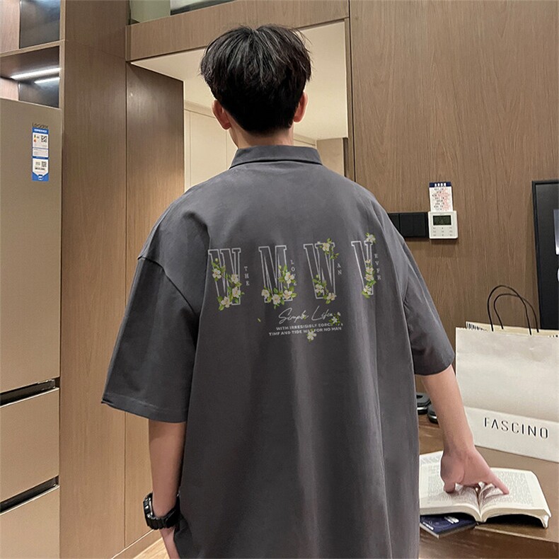 可设48小时支持抖音得物来样二开 网眼透气翻领t恤美式短袖POLO衫图片