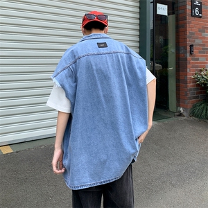 牛仔马甲男韩版潮流高街帅2023夏季新款ins宽松百搭外套W2833-P42图片