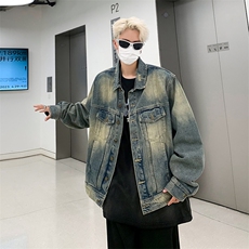 美式潮牌复古牛仔外套男春秋季潮牌流帅气宽松夹克JK05507-P65，男装夹克，星座308B-1