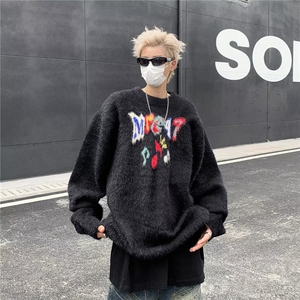 复古着设计小众慵懒风绿色条纹高级感显瘦休闲毛衣男女潮春图片