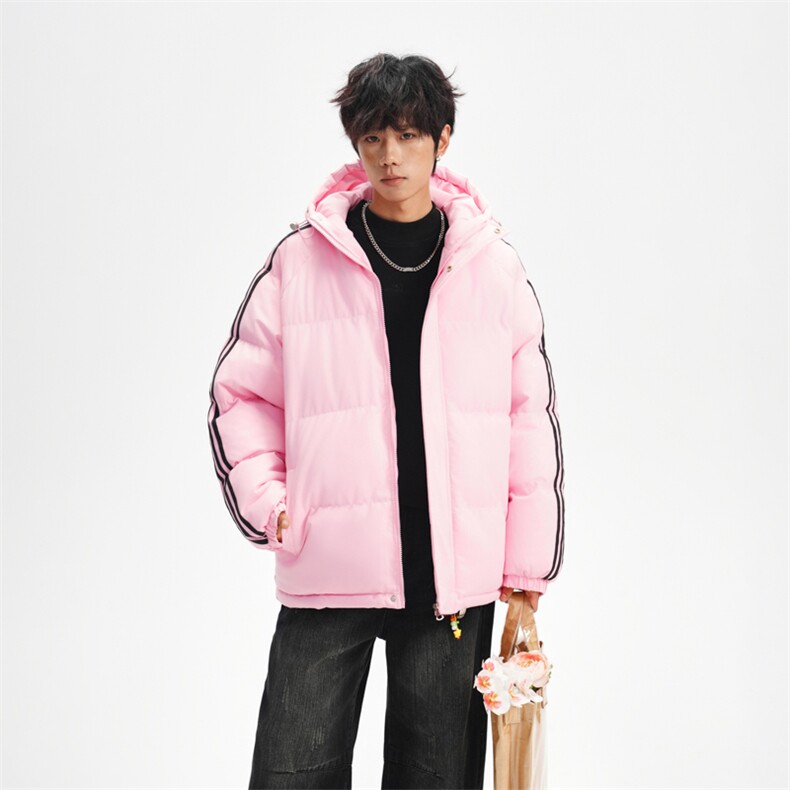冬季潮流条纹五防立领加绒加厚棉衣情侣撞色棉服外套MY8899-p78,男装棉衣,星座610B-1
