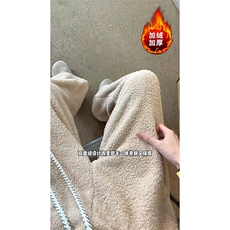 加绒加厚羊羔绒休闲裤棉裤宽松情侣百搭直筒裤5D2121-TP3569，男装棉裤，电商A102