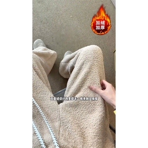 加绒加厚羊羔绒休闲裤棉裤宽松情侣百搭直筒裤 5D2121-TP3569图片