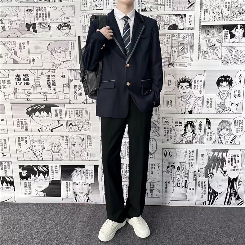 学院风制服dk男生西装套装初中高中休闲西服成人礼毕业班服外套潮,男装西服,四季星座505