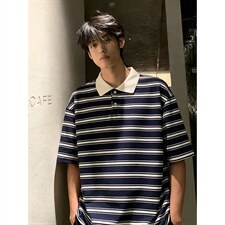 2026夏季新款复古条纹polo领短袖T恤男DT6254-特P30建议零售价78，男装T恤，电商A001