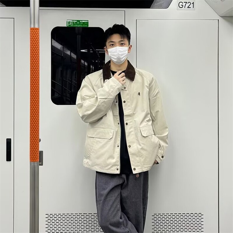 短款外套男春秋潮牌飞行员美式上衣高级感底特律工装夹克W6503,男装夹克,星座516A
