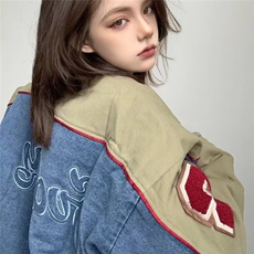 JK8527-P73美式复古今年流行牛仔外套男女美秋季新款拼接，男装工装外套，电商B323A