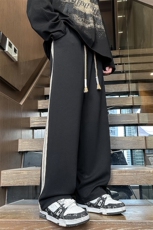 2026春季新款内景大码港风直筒织带卫裤M-5XHK24086-P50，男装休闲裤，电商A022