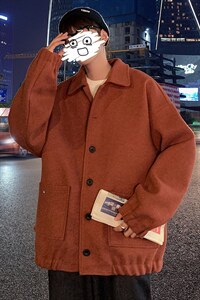 秋冬男士港风ins纯色加厚短款男呢料棉衣A071-Y05-P115，男装风衣，电商A071