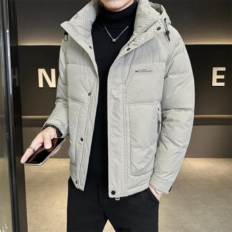 冬季店主风新款暗花纹连帽羽绒服男短款保暖羽绒外套Y5522-P195,男装羽绒服,电商A239