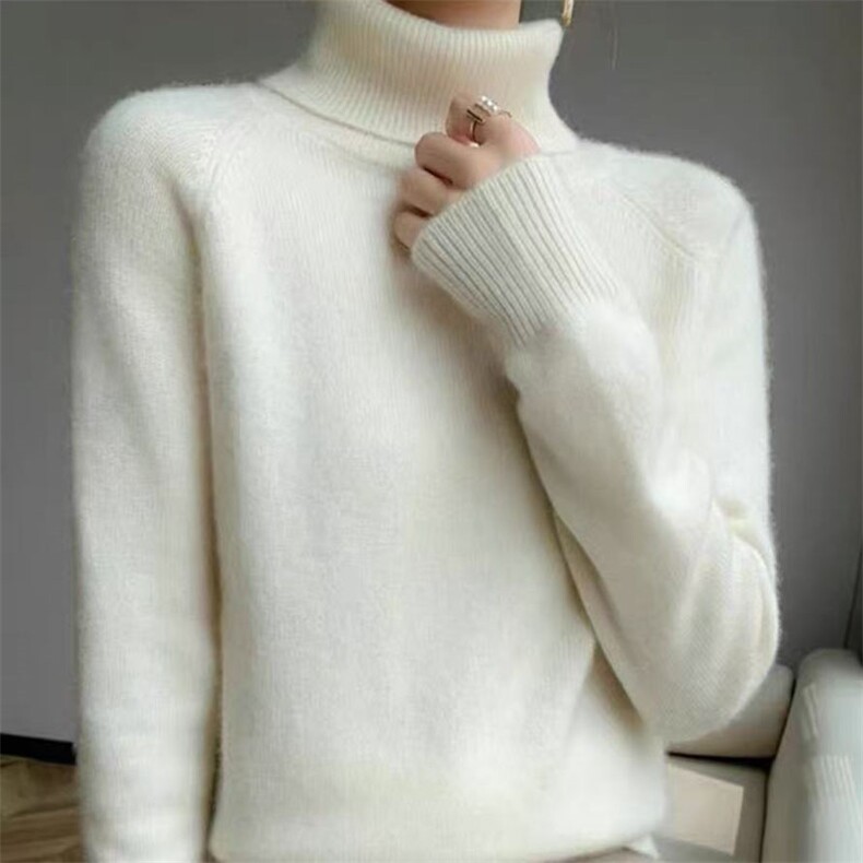 胖mm大码女堆堆领羊毛衫女2024冬季高领针织衫纯色套头打底衫,针织衫/毛衣,萱芳婷羊绒
