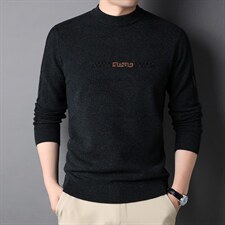 秋冬男长袖羊毛毛衣男纯色半高领加厚针织上衣QLM77837-P190,男装针织衫/毛衣,电商B212（原钱塘6029）