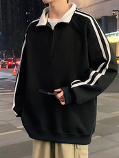 G008P45加绒50美式半高领外套oversize立领半拉链卫衣加绒加厚，女装短外套，星座304A-1