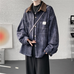 现货JK1165-特P65 撞色秋冬美式宽松上衣休闲夹克大码外套图片