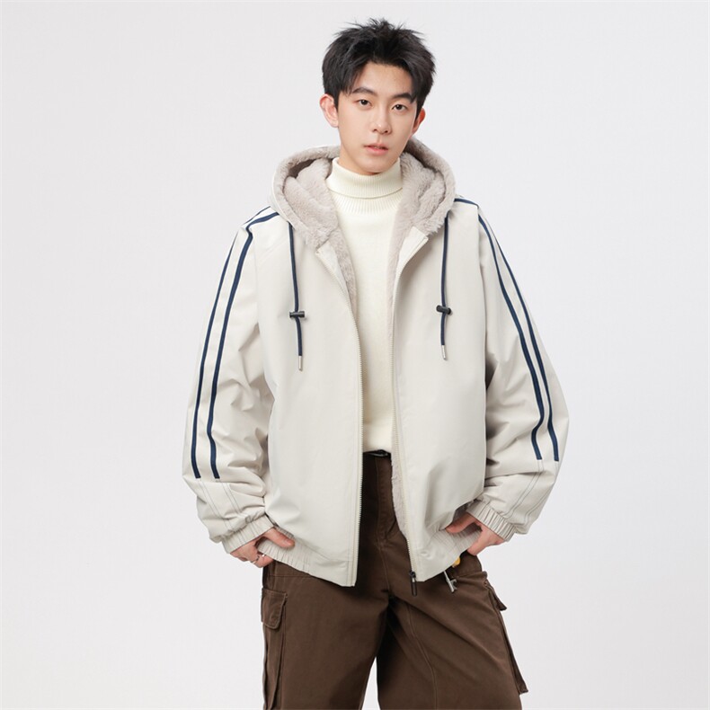 自家图有视频加绒毛领棉衣冬季新款座山雕连帽派克棉服M2556p88,男装棉衣,电商D315