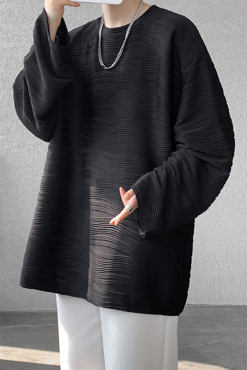 8XL-M肌理感长袖T恤男宽松重磅上衣痞帅高级感内搭打底衫P45控68,男装T恤,电商D206-1