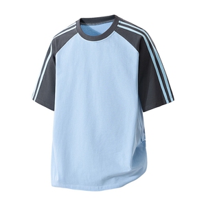 2025夏季新款五分袖翻领T恤男百搭宽松内搭情侣打底衫图片