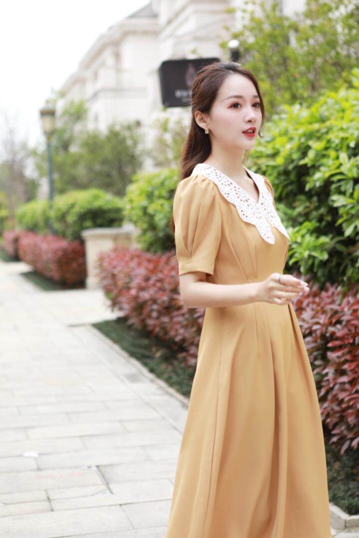 净色显示连衣裙，女装连衣裙，布萱