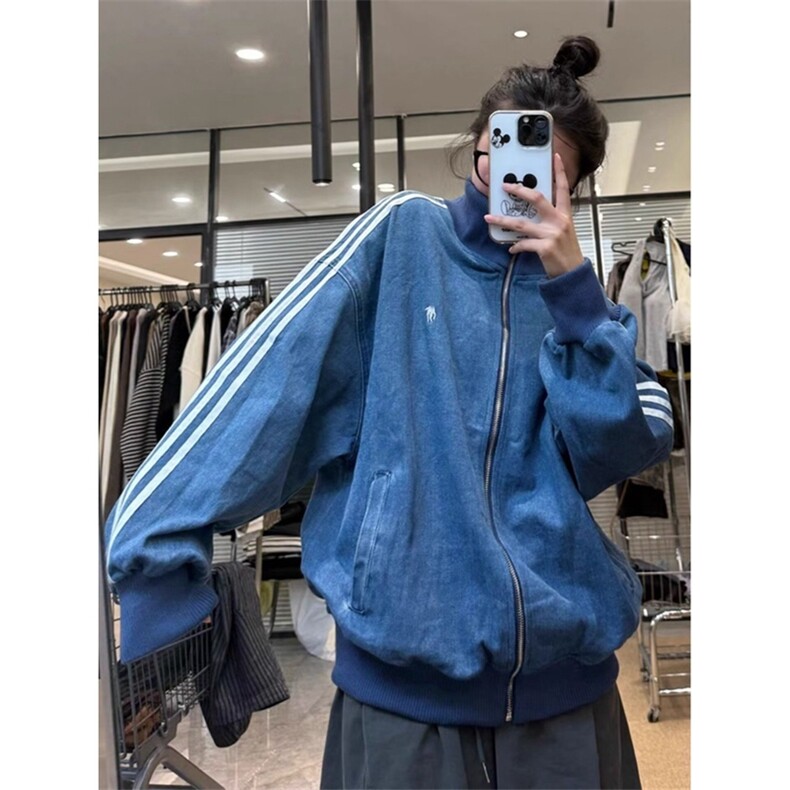 秋冬季立领复古牛仔外套潮流宽松休闲运动夹克上衣,男装工装外套,星座410-6（原星座1304-1）