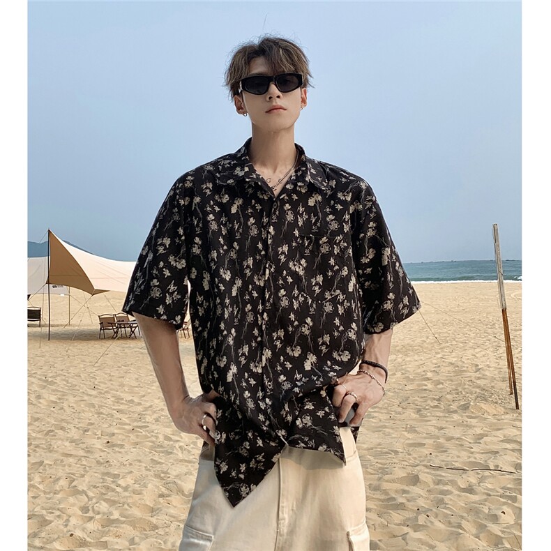 EQ410沙滩度假旅游夏季情侣装短袖衬衫男女ins潮流短袖衬衣,男装衬衫,电商C306-1