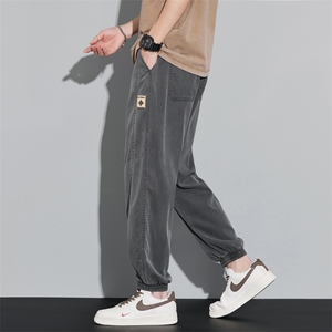 侧边麦标拼接宽松阔腿休闲裤男女款春夏季潮流复古长裤DY562-P65图片